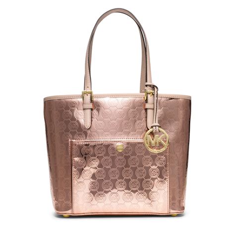 michael kors purse with rose gold hardware|Michael Kors gold purse large.